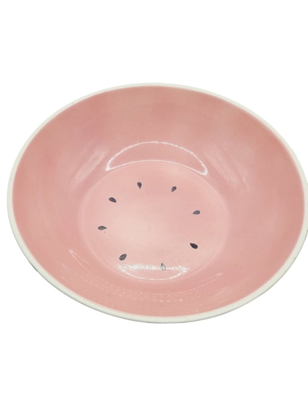 Vtg Watermelon-Inspired Ceramic Bowl Pink Green 11" Fruit-Themed Kitchenware - Picture 4 of 12